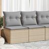 vidaXL 2 Piece Garden Sofa Set with Cushions Beige Poly Rattan Acacia