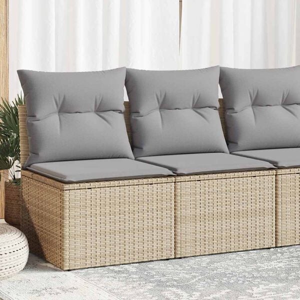 vidaXL 2 Piece Garden Sofa Set with Cushions Beige Poly Rattan Acacia