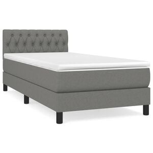 vidaXL Box Spring Bed with Mattress Dark Grey 100x200 cm Fabric