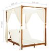 vidaXL Double Sun Lounger with Curtains & Cushions Solid Acacia Wood