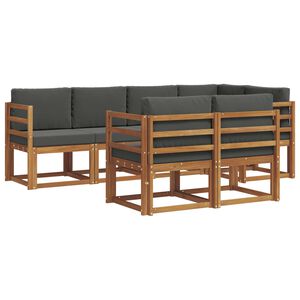 vidaXL Outdoor Sofa Set 7 pcs Natural and Anthracite