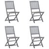 vidaXL Folding Outdoor Chairs 4 pcs with Cushions Solid Acacia Wood