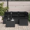 vidaXL Garden Sofa Set with Cushion 5 pcs Black Poly Rattan