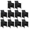 vidaXL 11 Piece Garden Dining Set with Cushions Poly Rattan Black