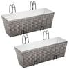 vidaXL Balcony Raised Bed | Set of 2 | Grey | PE Rattan, Metal | Medium