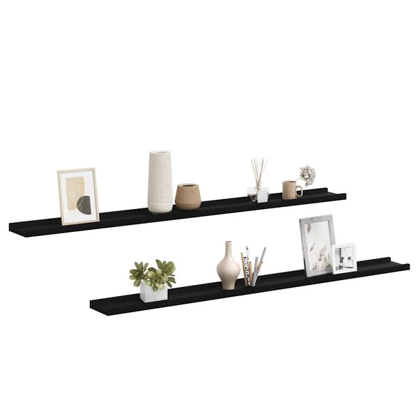 vidaXL Wall Shelves 2 pcs Black 115x9x3 cm