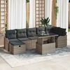 vidaXL Garden Sofa Set with Cushion 8 pcs Grey Poly rattan
