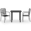vidaXL 3 Piece Garden Dining Set Black Glass and Steel