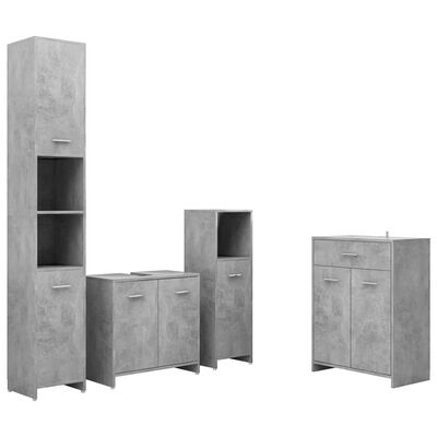 vidaXL 4 Piece Bathroom Furniture Set Concrete Grey