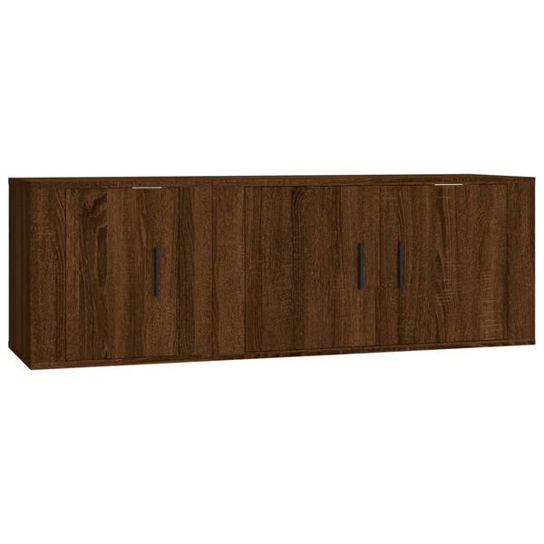 vidaXL 2 Piece TV Cabinet Set Brown Oak Engineered Wood