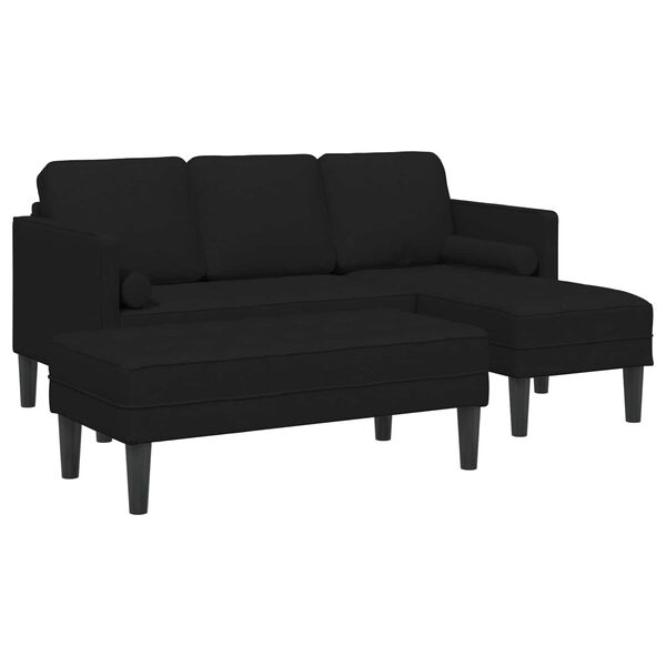 vidaXL Sofa Set with Cushion 2 pcs Black Polyester