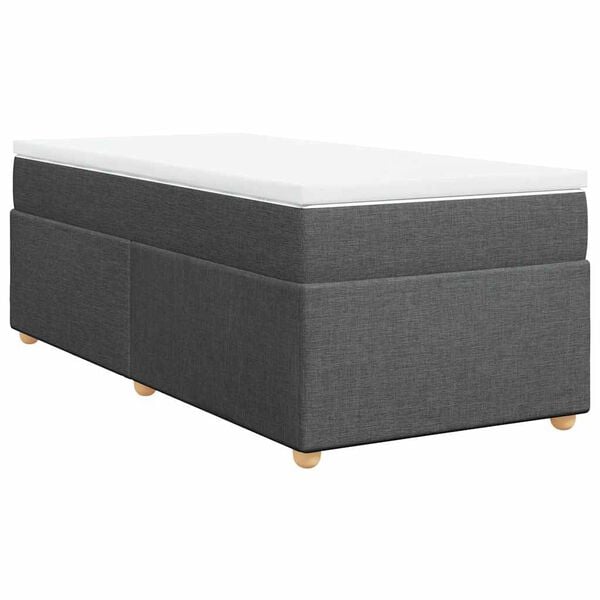 vidaXL Box Spring Bed with Mattress Dark Grey King Single Fabric