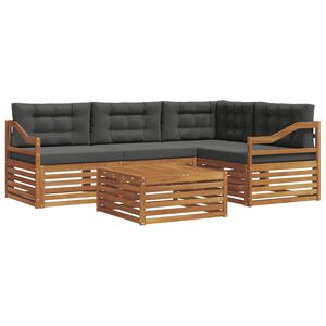 vidaXL Outdoor Sofa Set 5 pcs Natural and Anthracite