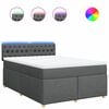 vidaXL Box Spring Bed with Mattress Dark Grey Queen Fabric