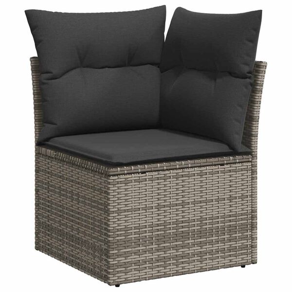 vidaXL 9 Piece Garden Sofa Set with Cushions Grey Poly Rattan
