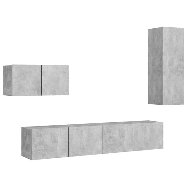 vidaXL 4 Piece TV Cabinet Set Concrete Grey Engineered Wood