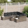 vidaXL Garden Sofa Set with Cushion 9 pcs Grey Poly Rattan