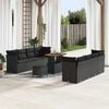 vidaXL Garden Sofa Set Height-Adjustable 11 pcs Black Poly Rattan