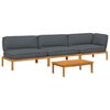 vidaXL Sofa Set with Cushion Plain 4 pcs Anthracite Solid Acacia Wood