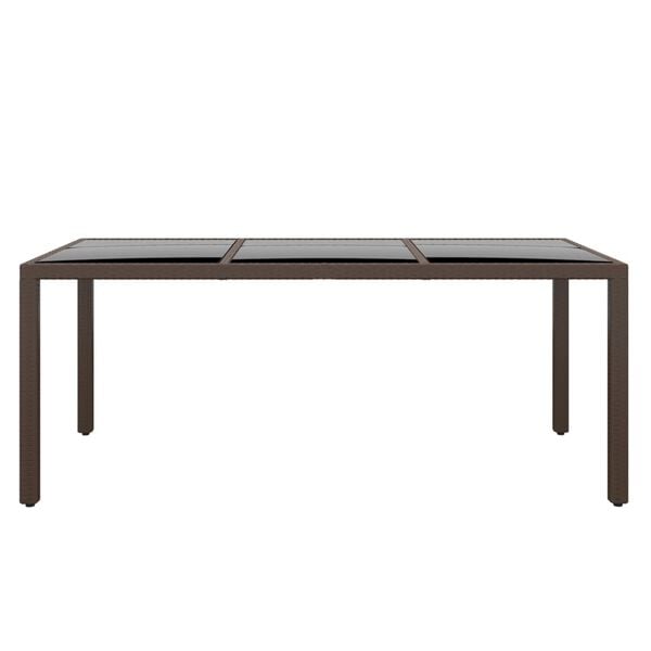 vidaXL Garden Table 190x90x75 cm Tempered Glass and Poly Rattan Brown