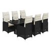vidaXL 7 Piece Garden Bistro Set with Cushions Black Poly Rattan