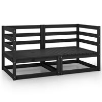 vidaXL Garden 2-Seater Sofa Black Solid Pinewood