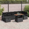 vidaXL Garden Sofa Set Height-Adjustable 8 pcs Black Poly Rattan