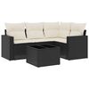 vidaXL 5 Piece Garden Sofa Set with Cushions Black Poly Rattan