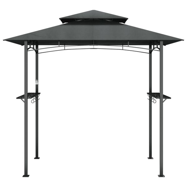 vidaXL BBQ Gazebo with Side Shelves Anthracite 240x150x243 cm Steel