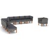 vidaXL 9 Piece Garden Lounge Set Poly Rattan and Eucalyptus Wood Grey