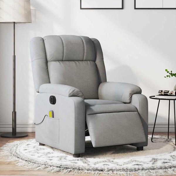 vidaXL Electric Massage Recliner Chair Light Grey Fabric