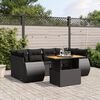 vidaXL 7 Piece Garden Sofa Set with Cushions Black Poly Rattan