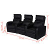vidaXL Recliner 3-seat Artificial Leather Black