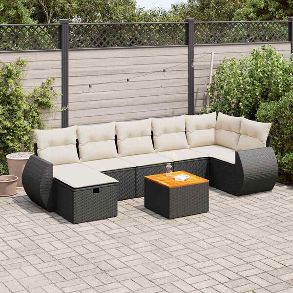 vidaXL 8 Piece Garden Sofa Set with Cushions Black Poly Rattan