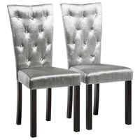 vidaXL Dining Chairs 2 pcs Silver Velvet