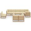 vidaXL 9 Piece Garden Lounge Set with Cushions Solid Pinewood