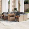 vidaXL 9 Piece Garden Sofa Set with Cushions Beige Poly Rattan