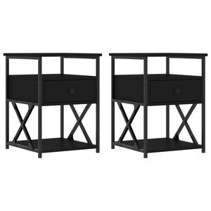 vidaXL Bedside Cabinets 2 pcs Black 40x42x55 cm Engineered Wood