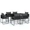 vidaXL 7 Piece Garden Dining Set Black