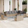 vidaXL 12 Piece Garden Sofa Set with Cushions Beige Poly Rattan