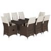 vidaXL 9 Piece Garden Bistro Set with Cushions Brown Poly Rattan