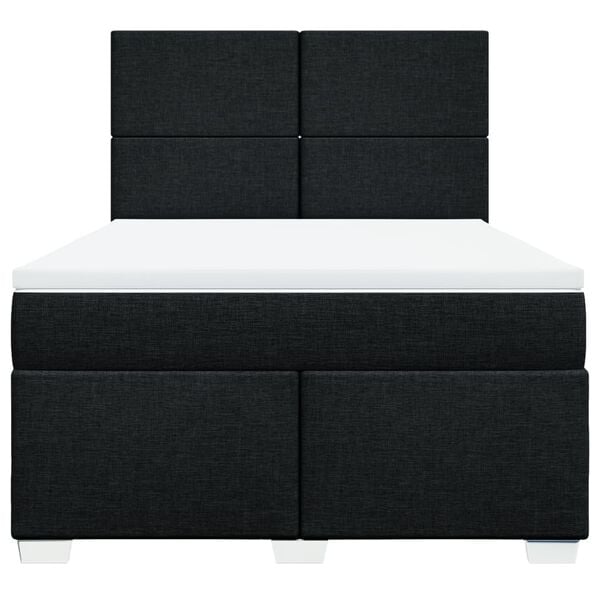 vidaXL Box Spring Bed with Mattress Black Queen Fabric