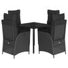 vidaXL 5 Piece Garden Dining Set with Cushions Black Poly Rattan