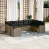 vidaXL 9 Piece Garden Sofa Set with Cushions Grey Poly Rattan