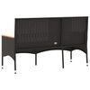 vidaXL Garden Bench 3-Seater with Cushions Black Poly Rattan