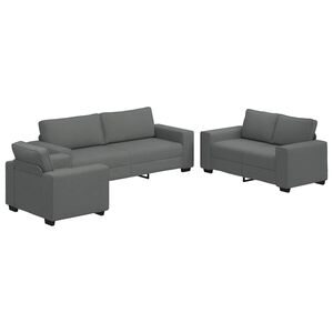 vidaXL 3 Piece Sofa Set with Cushions&nbsp;Dark Grey Fabric