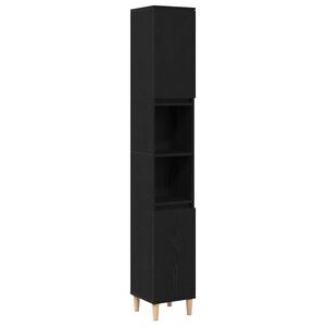 vidaXL Bathroom Cabinet Black Oak 30 x 30 x 190 cm Engineered Wood