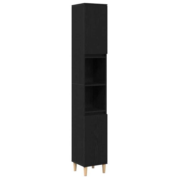 vidaXL Bathroom Cabinet Black Oak 30 x 30 x 190 cm Engineered Wood