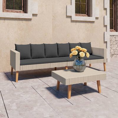 vidaXL 2 Piece Garden Lounge Set with Cushions Poly Rattan Beige