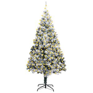 vidaXL Artificial Pre-lit Christmas Tree with Flocked Snow Green 400cm PVC
